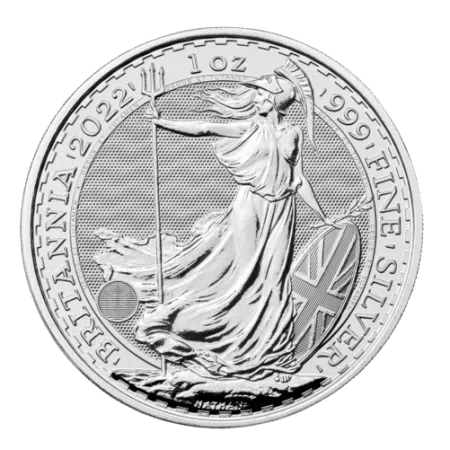 (Sold in tubes of 25) 1 Oz UK Britannia Silver QE II Coin 2022