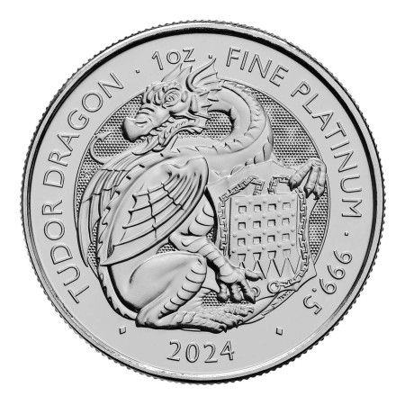 Image of 1 Oz Tudor Beasts - Dragon Platinum BU Coin 2024 | PRE-ORDER (ETA mid-Feb)
