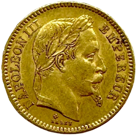 Image of 20 French Francs - Napoleon III Laureate Head 1863