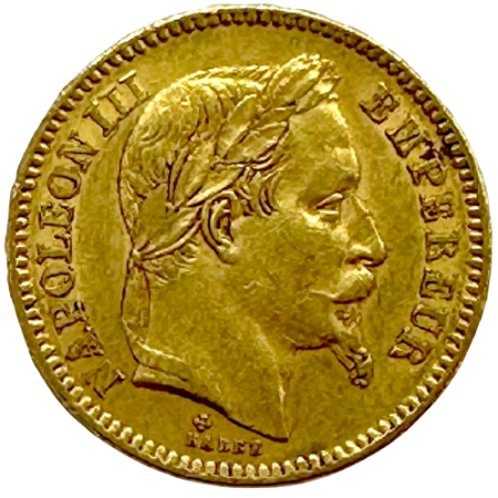 Image of 20 French Francs - Napoleon III Laureate Head 1863