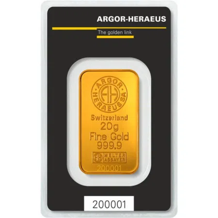 20 Gram Gold Argor-Heraeus Minted Bar