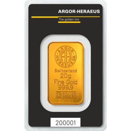 20 Gram Gold Argor-Heraeus Minted Bar 