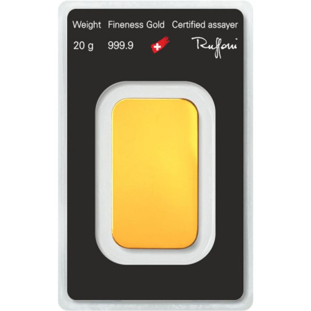 20 Gram Gold Argor-Heraeus Minted Bar Image of 20 Gram Gold Argor-Heraeus Minted Bar