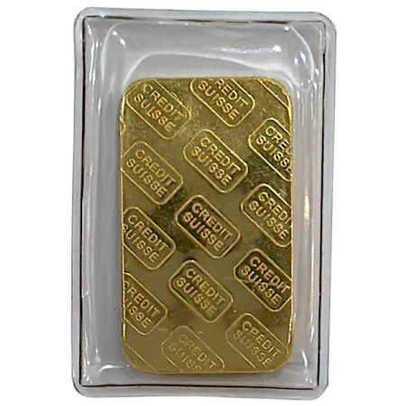 20 gram Credit Suisse Gold Minted Bar (Circulated) Image of 20 gram Credit Suisse Gold Minted Bar (Circulated)