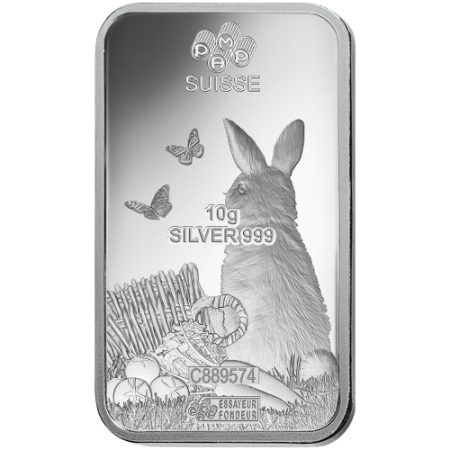 10 gram PAMP Suisse Lunar Rabbit Silver Bar 2023 (New w/Assay) Image of 10 gram PAMP Suisse Lunar Rabbit Silver Bar 2023 (New w/Assay)