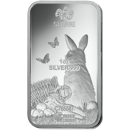 1 Oz PAMP Suisse Lunar Rabbit Silver Bar 2023 (New w/Assay) Image of 1 Oz PAMP Suisse Lunar Rabbit Silver Bar 2023 (New w/Assay)