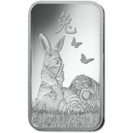 10 gram PAMP Suisse Lunar Rabbit Silver Bar 2023 (New w/Assay) Image of 10 gram PAMP Suisse Lunar Rabbit Silver Bar 2023 (New w/Assay)