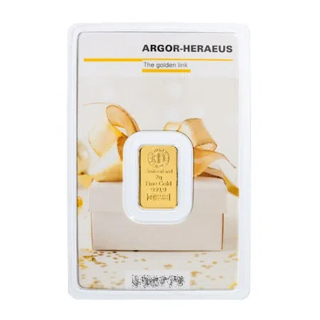 2 Gram Gold Argor-Heraeus Minted Gift Bar