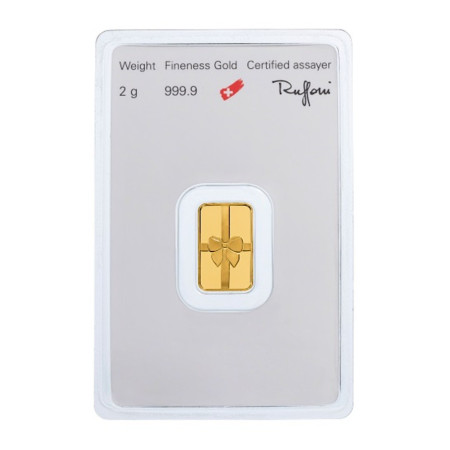 2 Gram Gold Argor-Heraeus Minted Gift Bar Image of 2 Gram Gold Argor-Heraeus Minted Gift Bar