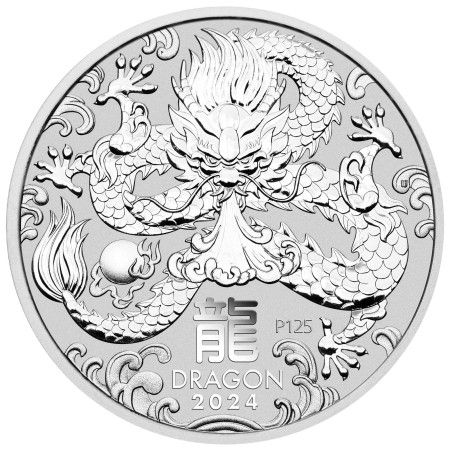 2 Oz Australian Lunar Year of the Dragon Silver Coin 2024