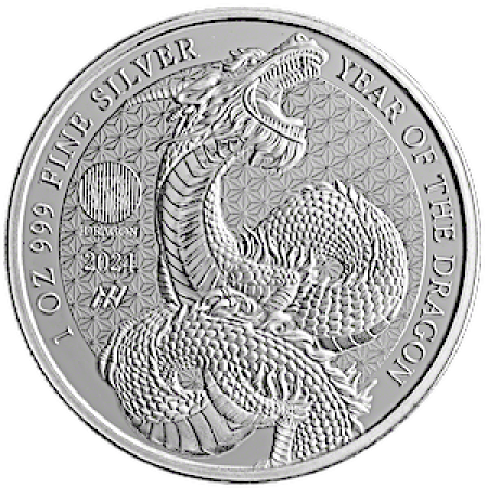 1 Oz Bullionstar Year of the Dragon Silver Coin 2024