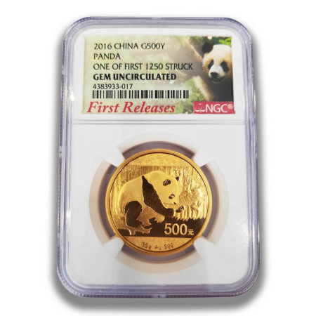Image of China Gold Panda 999% Year 2016 30gram BU (NGC Slab Graded FIRST RELEASE)