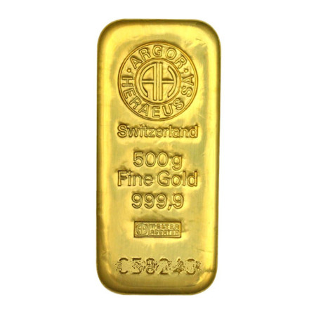 Image of 500 Gram Argor-Heraeus Gold Cast bar