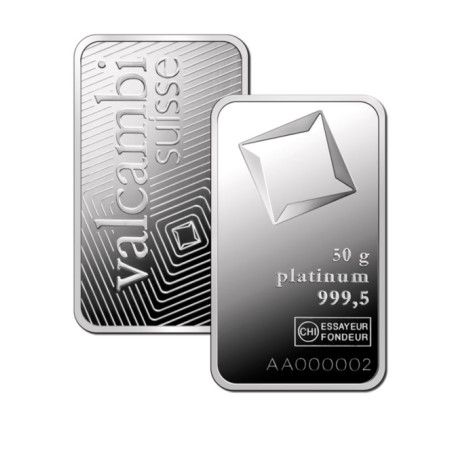 Image of 50 gram Platinum Valcambi Bar 