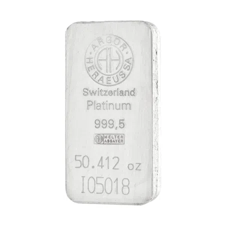 50 oz Argor-Heraeus Platinum Ingot 999.5% Purity