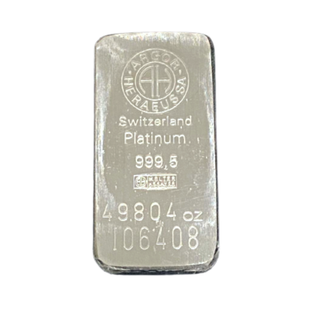 50 oz Argor-Heraeus Platinum Ingot 999.5% Purity Image of 50 oz Argor-Heraeus Platinum Ingot 999.5% Purity