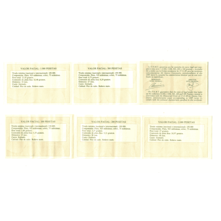 Image of 52.3 Grams Pesetas Set - Juan Carlos I (5th Centennial of the Discovery of America, Set with 5 Silver Coins) 1989 