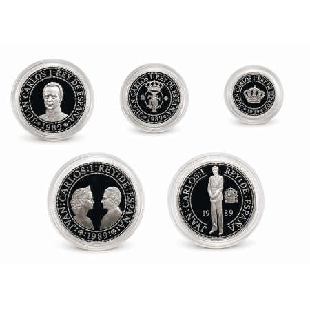 Image of 52.3 Grams Pesetas Set - Juan Carlos I (5th Centennial of the Discovery of America, Set with 5 Silver Coins) 1989 
