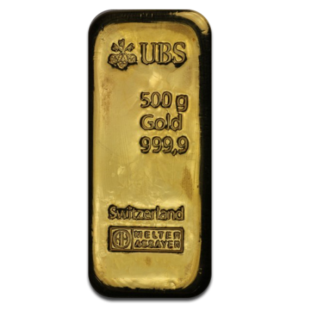500 gram Argor-UBS Gold Cast Bar