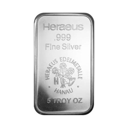  5 oz Heraeus Silver Minted Bar