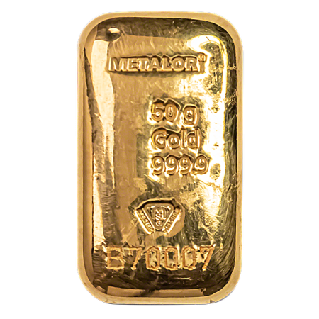 Image of 50 Gram Metalor Gold Cast Bar
