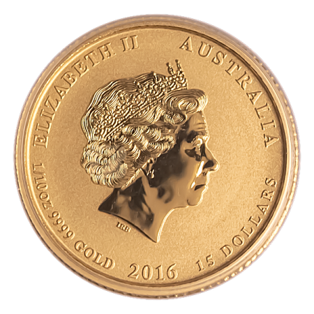 1/10 Oz Gold Lunar Monkey Coin 2016 Image of 1/10 Oz Gold Lunar Monkey Coin 2016