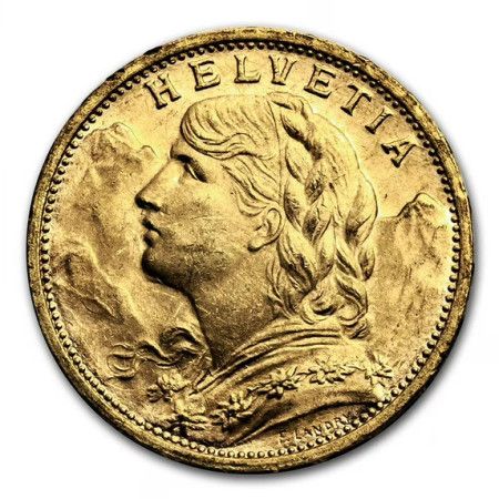 Image of 6.4516 Grams 20 Swiss Franc Gold Coin 1927