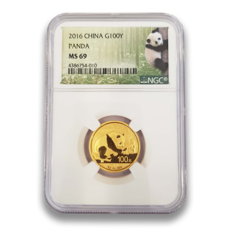 Image of China Gold Panda 999% Year 2016 8 gram BU (NGC Slab Graded)