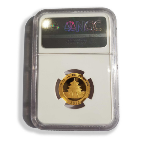 China Gold Panda 999% Year 2016 8 gram BU (NGC Slab Graded) Image of China Gold Panda 999% Year 2016 8 gram BU (NGC Slab Graded)