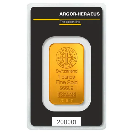 1 Oz Gold Argor-Heraeus Minted Bar 
