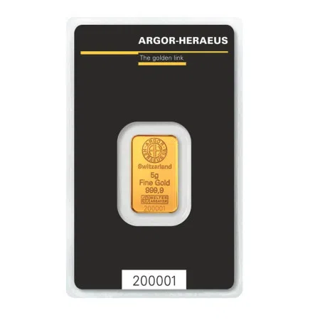 Gold 5 gram Argor-Heraeus Minted Bar