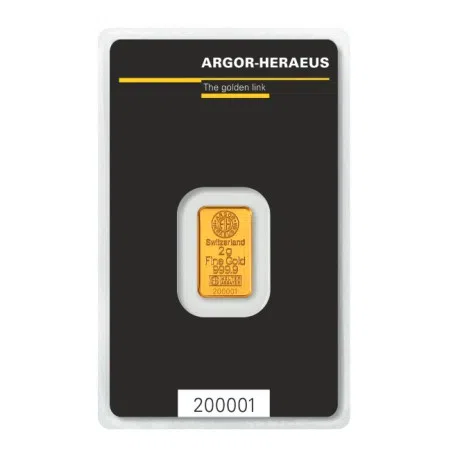 Image of Gold 2 gram Argor-Heraeus Kinebar