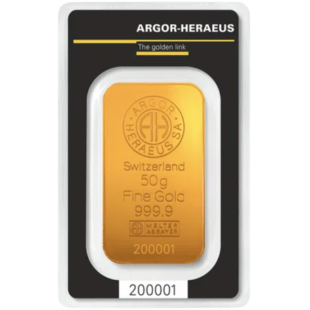 Image of Gold 50 gram Argor-Heraeus Kinebar 