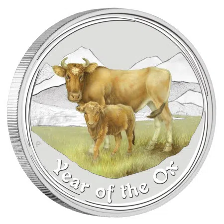 Australian Lunar Series II 2009 Coloured Ox 1oz Silver Uncirculated Coin