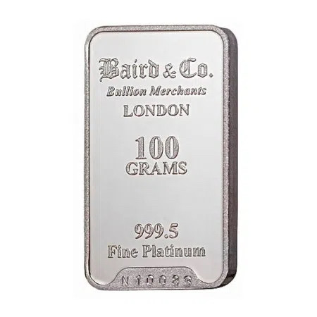 Image of 100 gram Platinum Baird London Bar