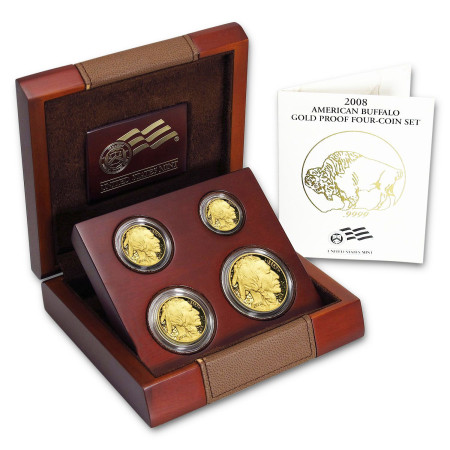 Image of 2008 Gold Buffalo 4-Coin Set BU (w/Box & COA)