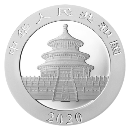 30 gram China Panda .999% Fine Silver Coin 2020 (In Capsule) Image of 30 gram China Panda .999% Fine Silver Coin 2020 (In Capsule)