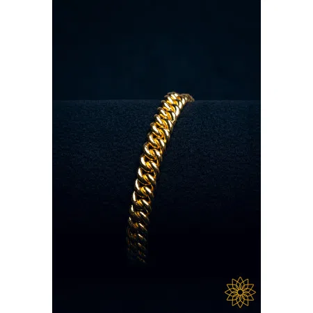 Image of Gold Cuban Link Twisted Bracelet 24k, 999%, 5mm, 18 cm, 26g