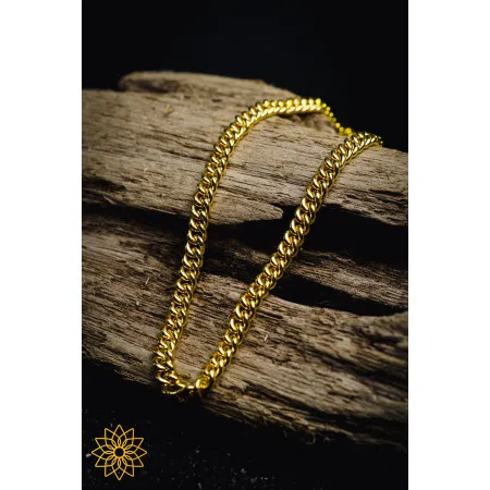 Image of Gold Cuban Link Twisted Chain Necklace 24k, 999%, 2mm, 48cm, 129.3 gram