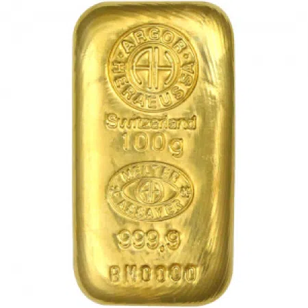 100 gram Argor-Heraeus Gold Cast Bar