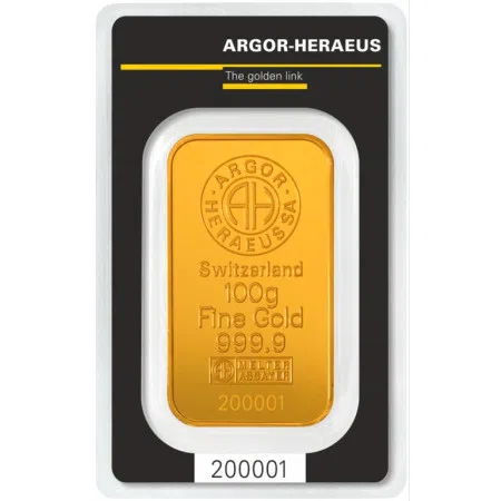 Image of 100 gram Argor-Heraeus Gold Kinebar