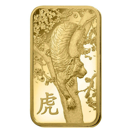 1 Oz Gold Bar Year 2022 PAMP Suisse Year of the Tiger (In Assay CertiCard) Image of 1 Oz Gold Bar Year 2022 PAMP Suisse Year of the Tiger (In Assay CertiCard)