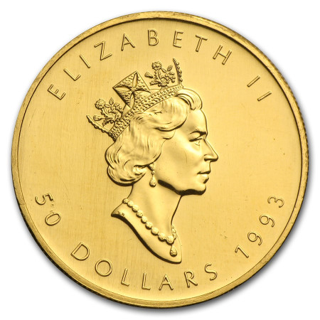 1 Toz Canadian Gold Maple Year 1993 Image of 1 Toz Canadian Gold Maple Year 1993