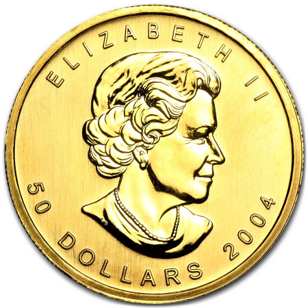 1 Toz Canadian Gold Maple Year 2004 - In Circulated Condition Image of 1 Toz Canadian Gold Maple Year 2004 - In Circulated Condition