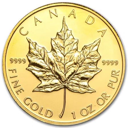Image of 1 Toz Canadian Gold Maple Year 2009 - In Circulated Condition