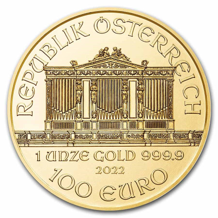 1 oz Austrian Philharmonic Gold Coin 2022 Image of 1 oz Austrian Philharmonic Gold Coin 2022