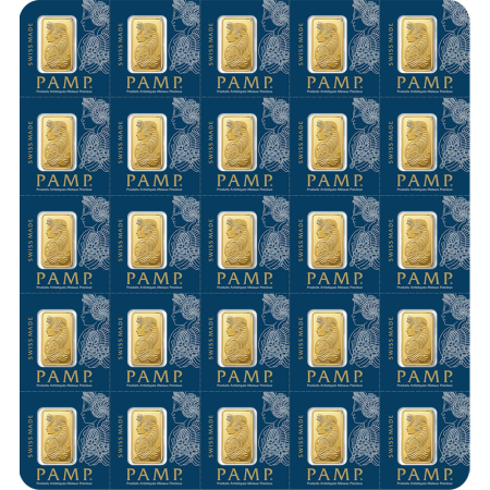 Image of 25x 1 Gram PAMP Lady Fortuna Gold Multigram Bar