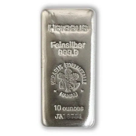 Image of 10 oz Heraeus Silver Cast Bar .9999 Purity (w/COA) 