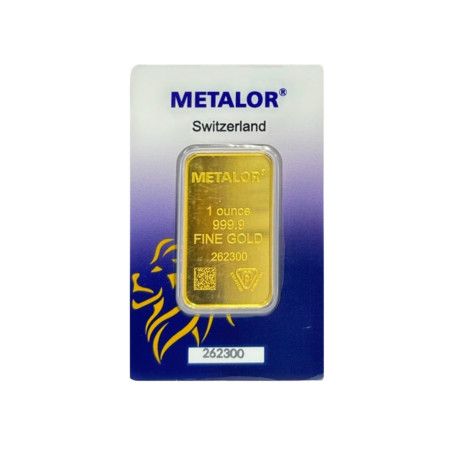 1 Oz Metalor SG Gold Minted Bar (Lionhead Assay Card)