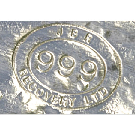 1 Kilo JBR branded Cast Silver Bar, 999% Ag : LBMA Good Delivery Image of 1 Kilo JBR branded Cast Silver Bar, 999% Ag : LBMA Good Delivery
